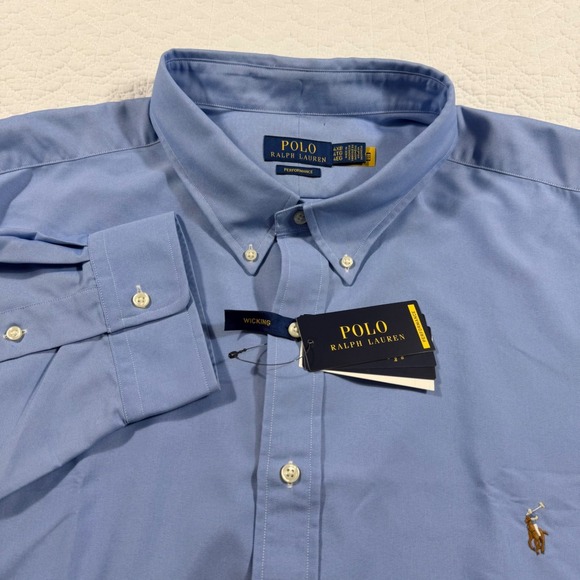 Polo Ralph Lauren Other - NWT Polo Ralph Lauren Men Performance Button Up Shirt Blue 4XB Wicking Coolmax